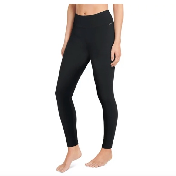 Jockey Black Mesh Panel Back Zip Leg Yoga Pants Training Leggings Womens Medium - Picture 1 of 15